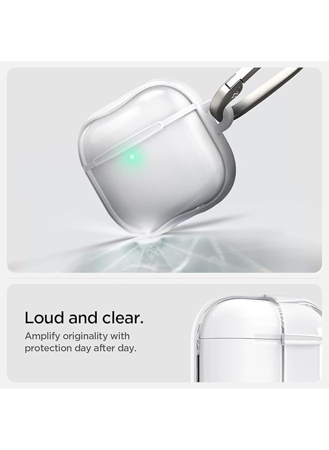 Spigen - Ultra Hybrid Designed For Airpods 4 Case Cover 2024 Protective Clear Anti Yellowing With Carabiner Jet White - Image 1