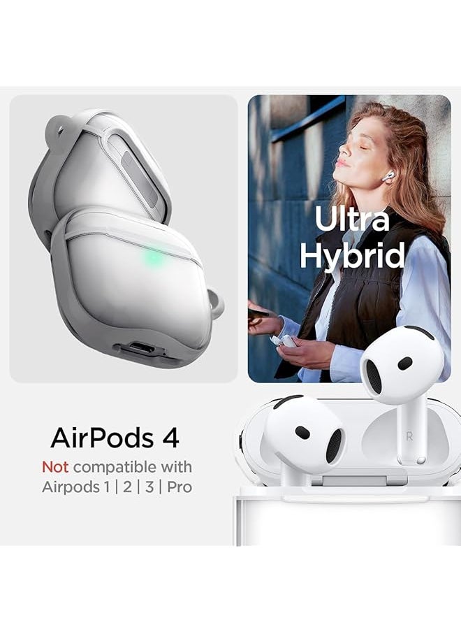 Spigen - Ultra Hybrid Designed For Airpods 4 Case Cover 2024 Protective Clear Anti Yellowing With Carabiner Jet White - Image 1