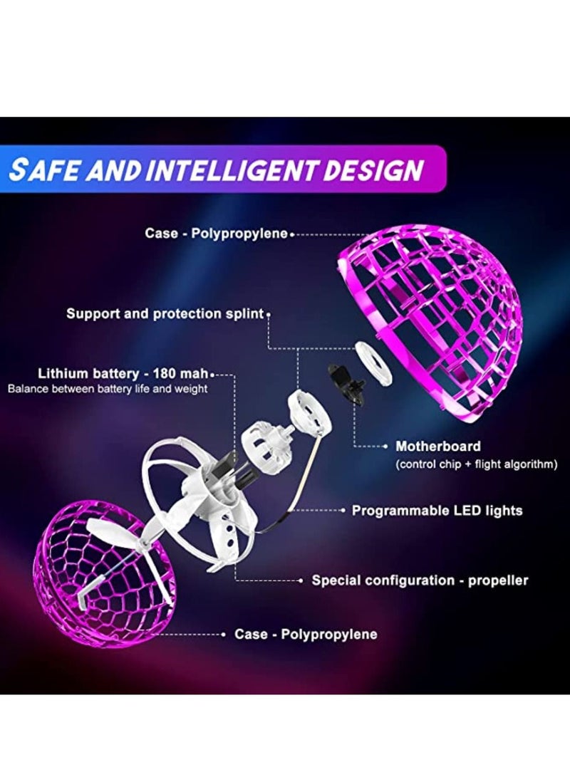 Flexible Anti-Collision Flying Spinner Programmable Led Lights Flying Ball Toy For Kids Pink - Image 3
