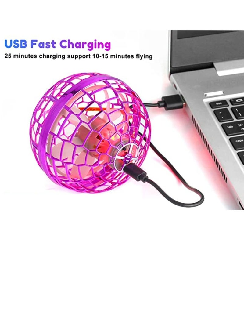 Flexible Anti-Collision Flying Spinner Programmable Led Lights Flying Ball Toy For Kids Pink - Image 5