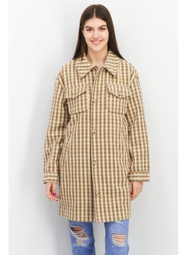 Women Checkered Trench Coat, Beige - pzsku/Z0D4E51AFAD93B73AD53BZ/45/_/1726108924/3ee39bd0-568d-41f3-9bd4-f3dcedeb79eb