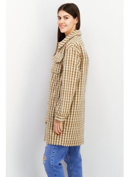 Women Checkered Trench Coat, Beige - pzsku/Z0D4E51AFAD93B73AD53BZ/45/_/1739715309/1c985f88-e229-4ff0-8c1f-dbe101d13a12