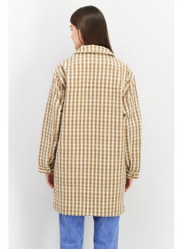 Women Checkered Trench Coat, Beige - pzsku/Z0D4E51AFAD93B73AD53BZ/45/_/1739715325/12d56a91-e6cd-422f-91b5-96184b3b09a9