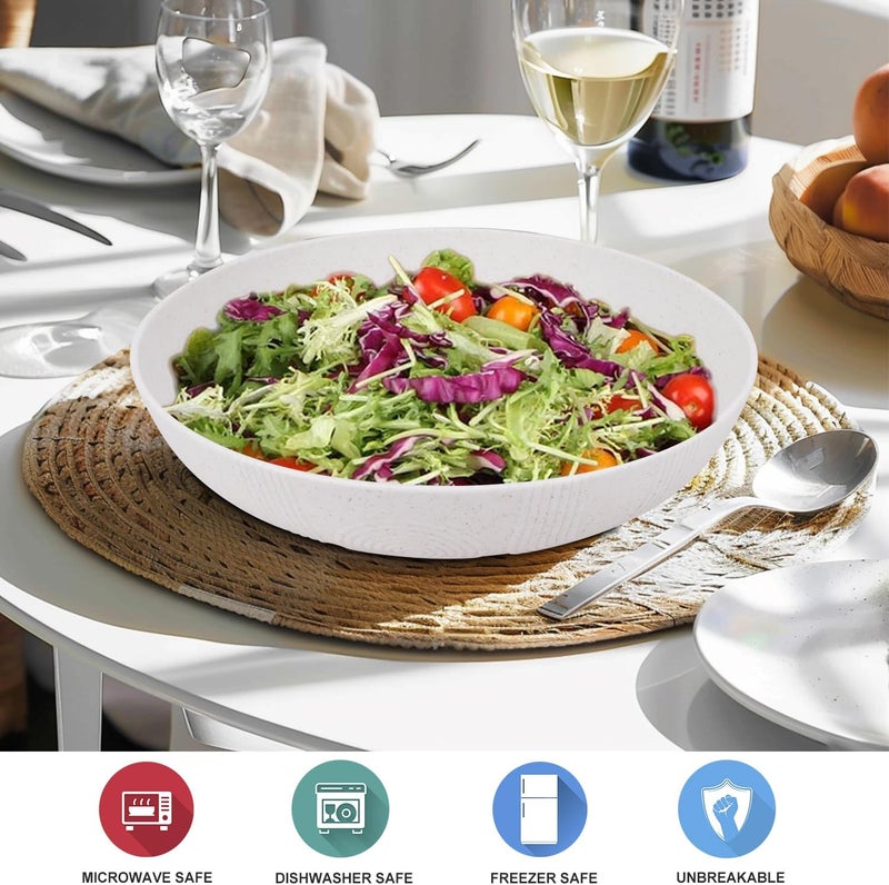 Wrova Salad Bowls 10inch Serving Bowls 65oz Large Salad Bowls Wheat Straw Bowls Set of 2 Wide and Shallow Plastic Salad Bowls for Kitchen Microwave  Dishwasher SafeWhite - Image 5