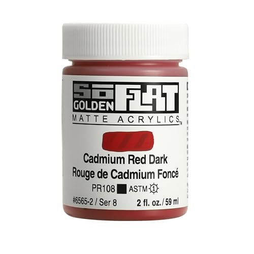 GOLDEN SoFlat Matte Acrylics Cadmium Red Dark 2 fl oz Jar Professional Acrylic Paint Opaque - Image 1