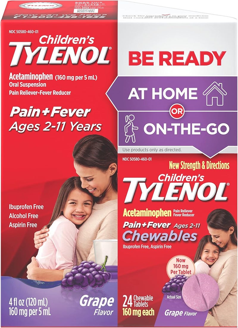 Tylenol Tylenol Children's Pack with Liquid Oral Suspension, 4 Fl. Oz and Grape Chewables, 24 Count