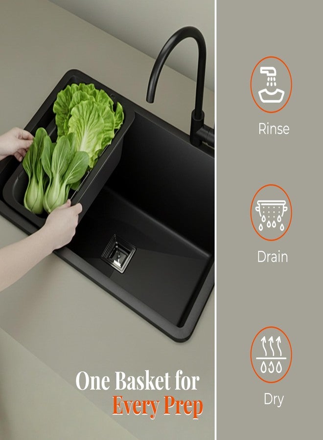 Lorazzo Kitchen Sink Basket – Over The Sink Expandable Colander for Vegetable & Fruit Washing | Drain Basket & Sink Strainer | Adjustable Kitchen Sink Accessories | 1-Year Warranty (Matte Black) - Image 3