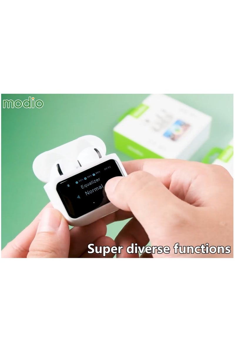 Modio DL03 Smart Touch Display Wireless Earphones with ANC Noise Cancelling Technology, HD Microphone, Bluetooth 5.0, Long Battery Life, Comfortable Fit, Compatible with Android Mobiles and Tablets for Clear Calls, Music, and Gaming - Image 3