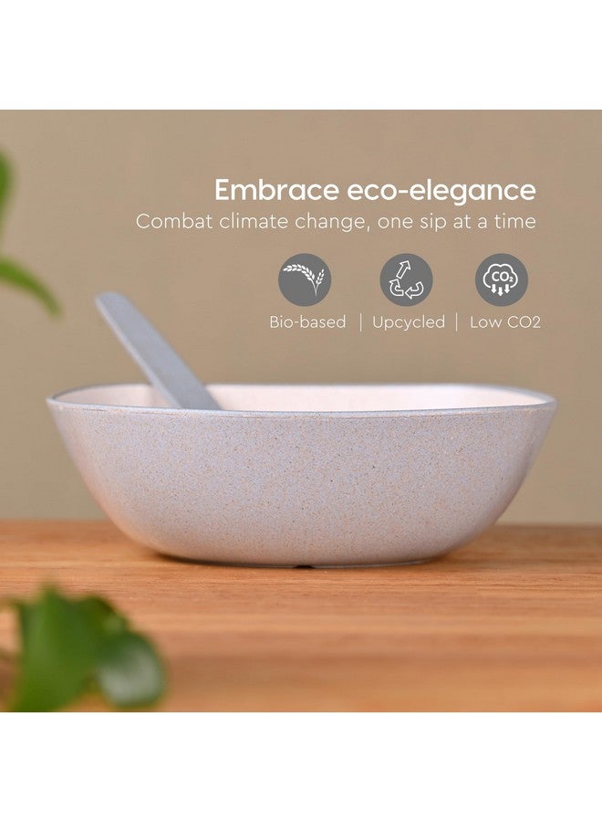Eha Set of 2 Earth-Friendly Multipurpose Bowls for Kitchen | 600 ml | Made with Bamboo Fibers & Rice Husk | Microwave Safe Bowl | for Hot & Cold Serving Bowl Set | Azure - Image 3