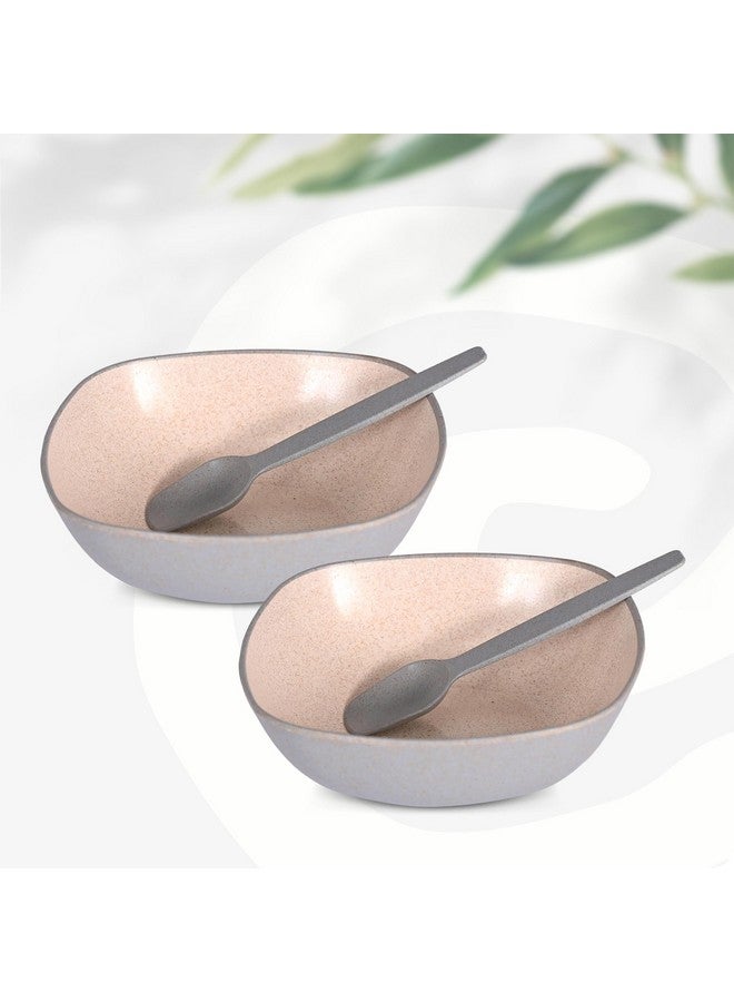 Eha Set of 2 Earth-Friendly Multipurpose Bowls for Kitchen | 600 ml | Made with Bamboo Fibers & Rice Husk | Microwave Safe Bowl | for Hot & Cold Serving Bowl Set | Azure - Image 1