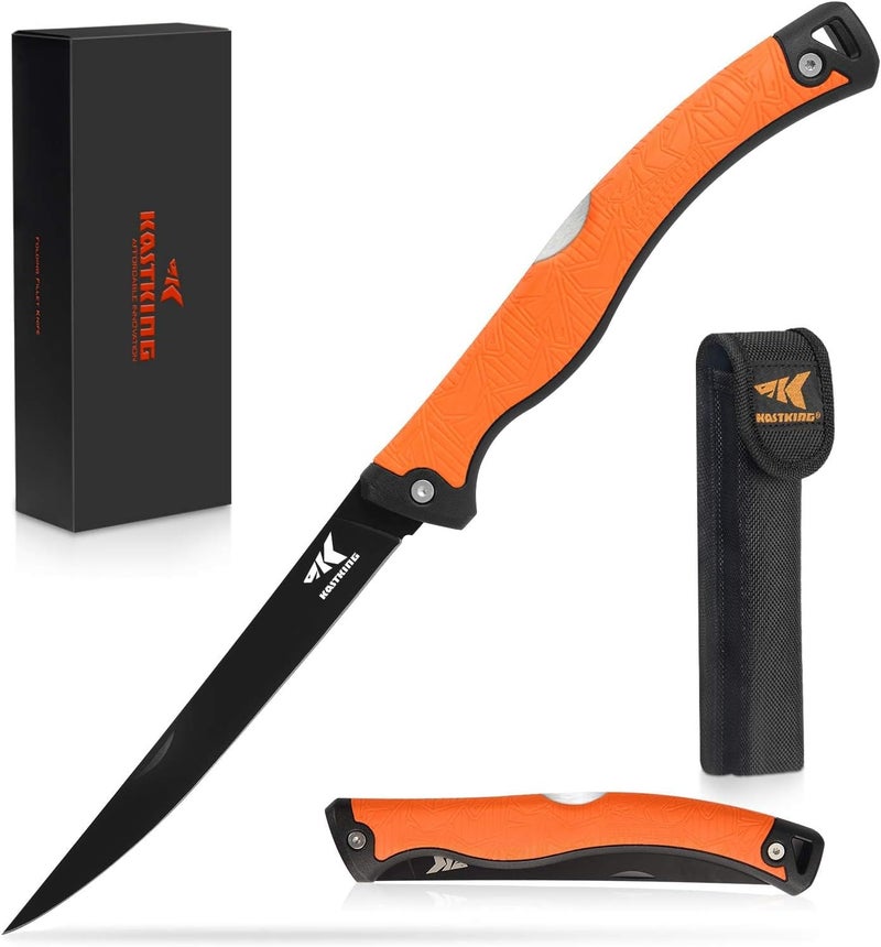 Kastking Folding Fillet/Fishing/Camping/Hunting Knife, Razor Sharp G4116 German Stainless-Steel Blade, Non-Slip Handles, 13 ½ inch overall Length, only 7 ½ inch folded, Includes Sheath - Image 1