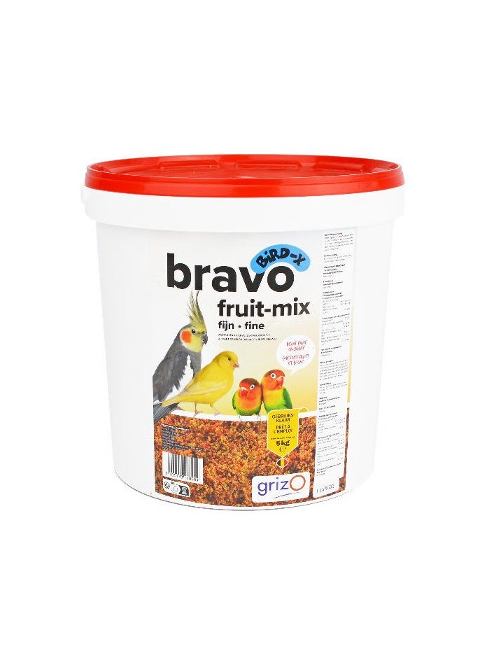 غريزو طعام الطيور BRAVO خليط الفواكه والحبوب الدقيقة – 5 كجم – غني بالفواكه والبسكويت – مناسب للكوكاتيل والكناري والفيشر – جاهز للاستخدام – صنع في بلجيكا – من Grizo - Image 1