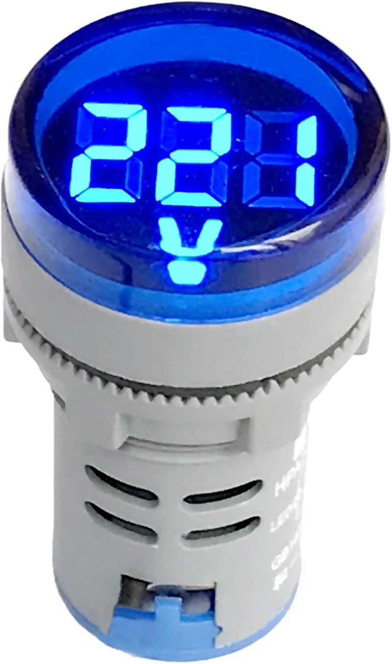 NOYITO 80-500V AC Digital Voltmeter 110V 220V 380V Red Green Yellow Blue White LCD Digital Display Small Round Head (Pack of 2) (Blue) - Image 3