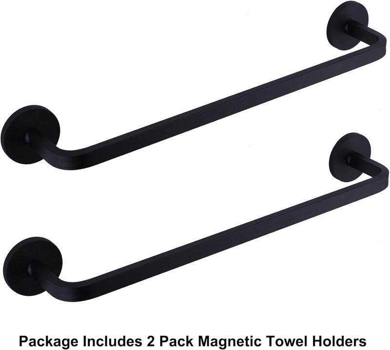 LEKUSHA 2 Pieces Magnetic Towel Bar for Refrigerator, Magnetic Towel Holder Towel Hook Hanger for Fridge, Kitchen Stove, Oven, Dishwasher, Sink Laundry Washing Machine Black - Image 2