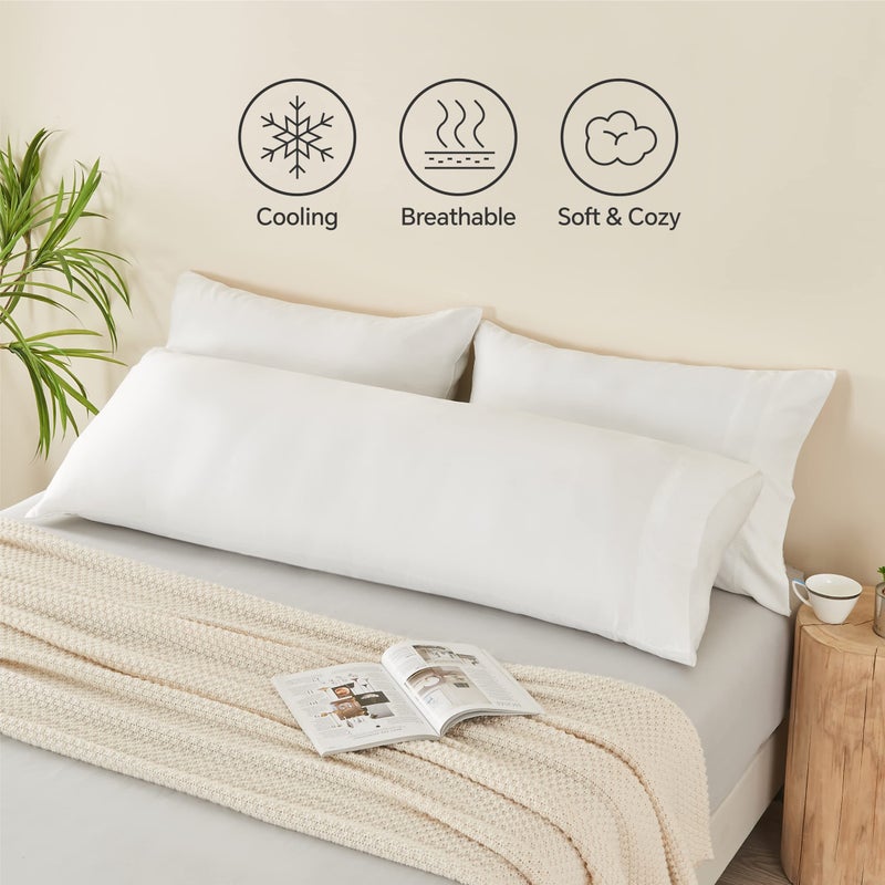 BEDELITE Body Pillow Cover, Rayon Made from Bamboo, Cooling Body Pillow Pillowcase for Hot Sleepers and Night Sweats, Breathable & Silky Soft Full Long Pillow Case Cover (White, 20x54 Inches) - Image 5