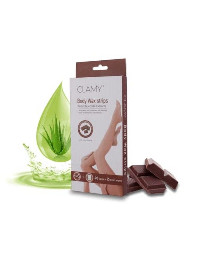 Clamy Full Body Wax Strips With Chocolate Extract Instant Removal Silky Smoothness Upto 4 Weeks (20 Strips + 2 Finish Wipes) Choco - Image 2