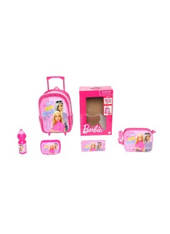 MARVEL 5-Piece Barbie Printed Zipper Closure Telescopic Handle Trolley Backpack Set Multicolor 14 x 42 x 31 cm FKVP-02203 