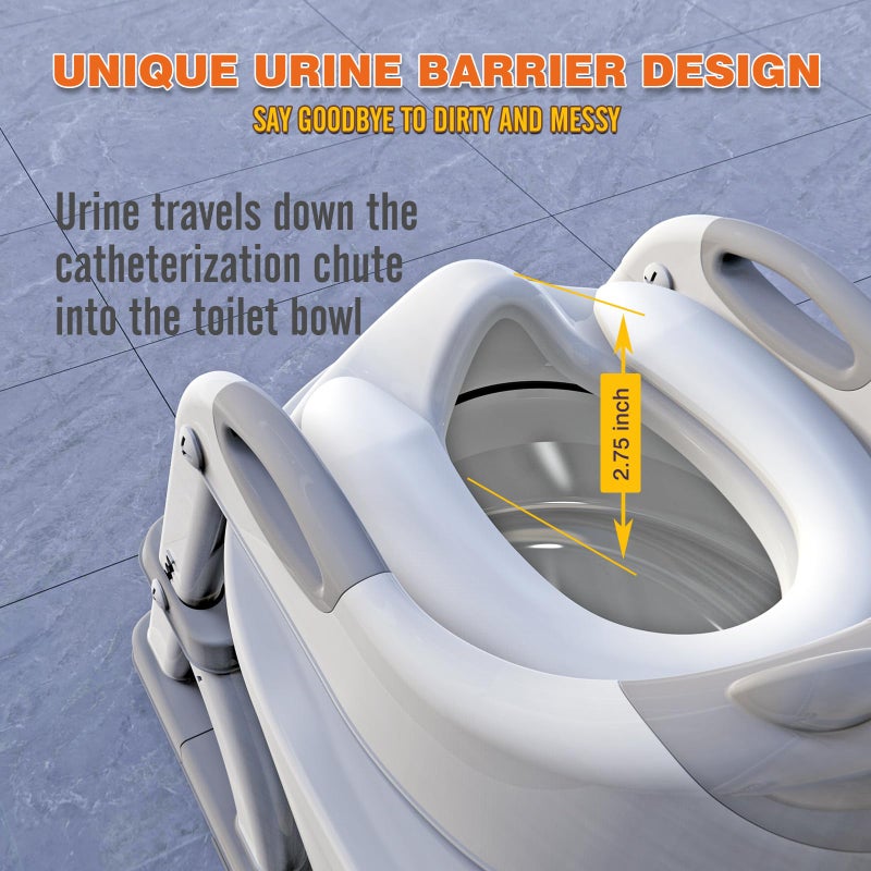 SKYROKU كرسي تدريب الأطفال على المرحاض SKYROKU، قاعدة مستقرة على شكل قطاع جديدة، كرسي مرحاض للأطفال 2 في 1 مع واقي رذاذ، وسادة مضادة للانزلاق، وسلّم، رمادي لامع - Image 2