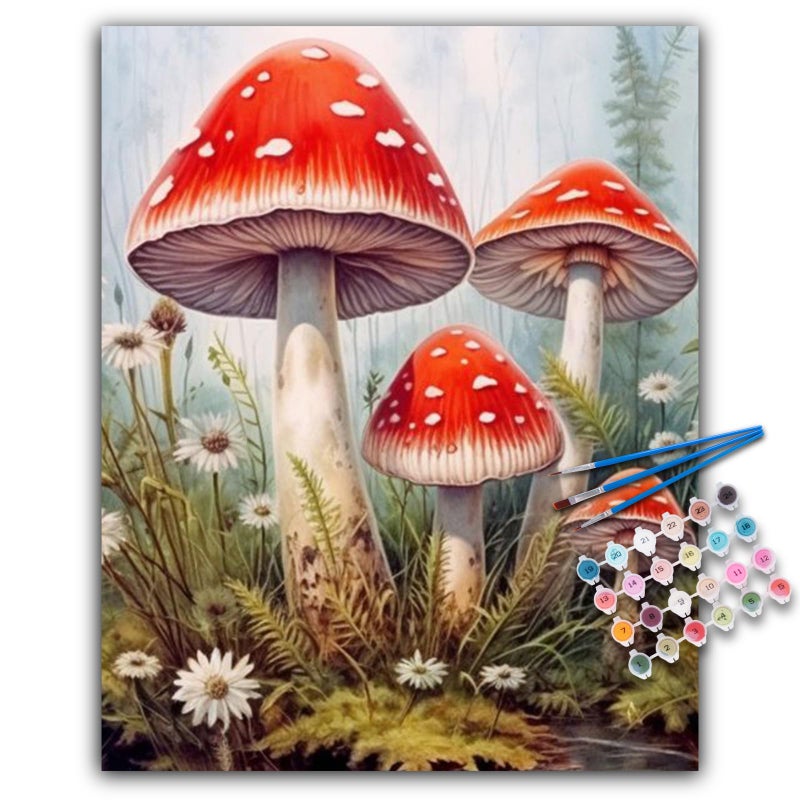 Offito Paint by Numbers Kit for Adults Mushroom Adult Paint by Number Kits on Canvas for Beginners Mushroom DIY Acrylic Oil Number Painting Kits for Home Wall Decor Gift 16x 20 Without Frame - Image 3