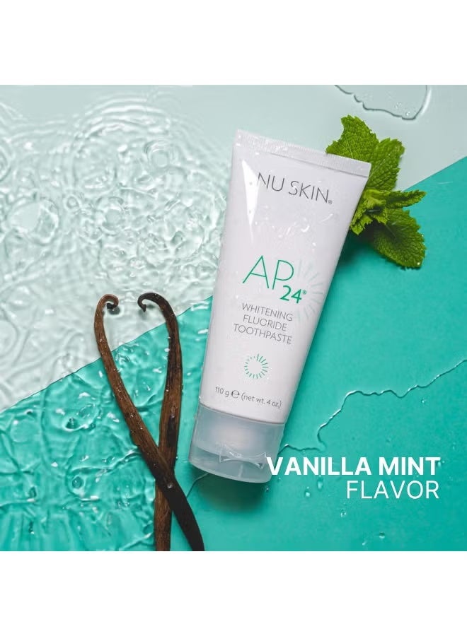 Nu Skin AP 24 Whitening Fluoride Toothpaste | AP 24 Blend | Vanilla Mint Flavor | Brightens Teeth | Removes Surface Stains | Prevents Dental Cavities & Plaque | Enamel-Safe | 4 oz | 1 Pack - Image 4