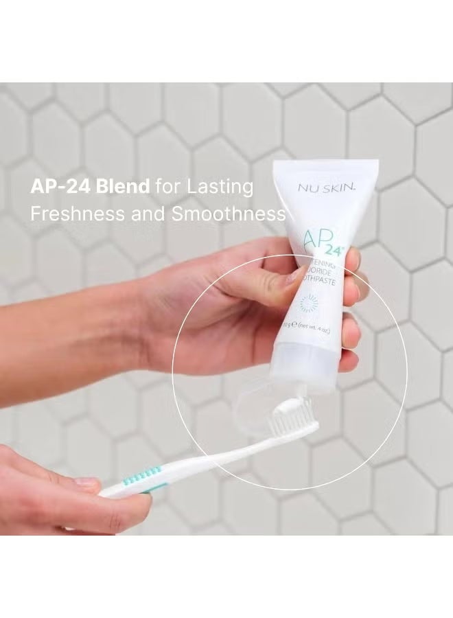 Nu Skin AP 24 Whitening Fluoride Toothpaste | AP 24 Blend | Vanilla Mint Flavor | Brightens Teeth | Removes Surface Stains | Prevents Dental Cavities & Plaque | Enamel-Safe | 4 oz | 1 Pack - Image 3