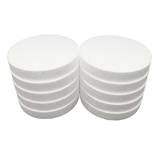 FFchuanhe 6 Inch 10-Pack Foam Circles for Crafts (1" Thick), Polystyrene Round Foam Disc for DIY Projects, Cakes and Decorations, Sculpture, Modeling, Arts and Crafts Supplies.(White) - Image 2