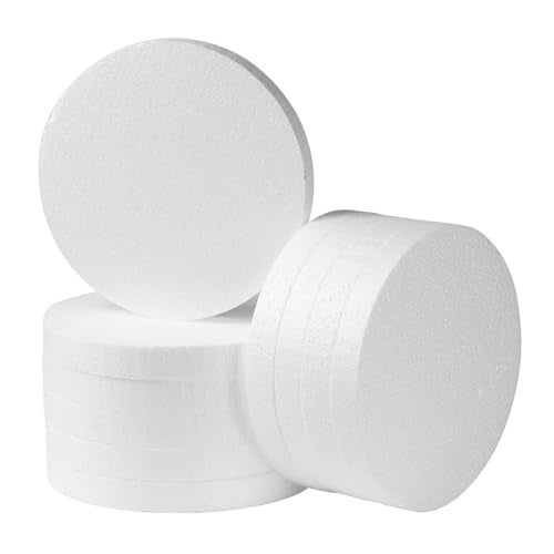 FFchuanhe 6 Inch 10-Pack Foam Circles for Crafts (1" Thick), Polystyrene Round Foam Disc for DIY Projects, Cakes and Decorations, Sculpture, Modeling, Arts and Crafts Supplies.(White) - Image 1