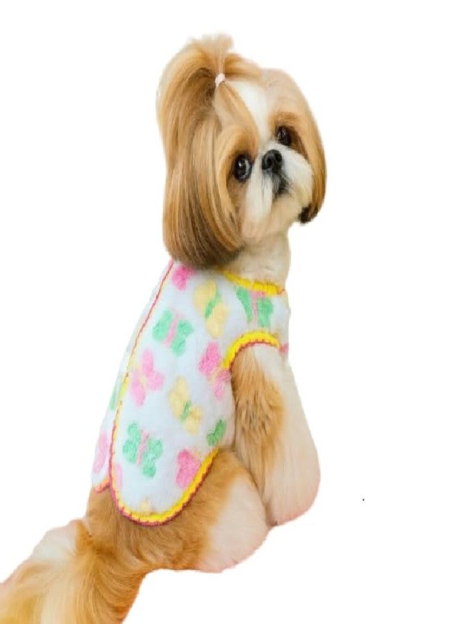 PETANGEL Warm Fleece Small Dogs & Cat Outfit with Butterfly Design, Stylish Winter Lightweight Jacket for Shihtzu, ToyPoodle, Papillon, JackRussell etc (Size: L, Chest: 45cm) - Image 1