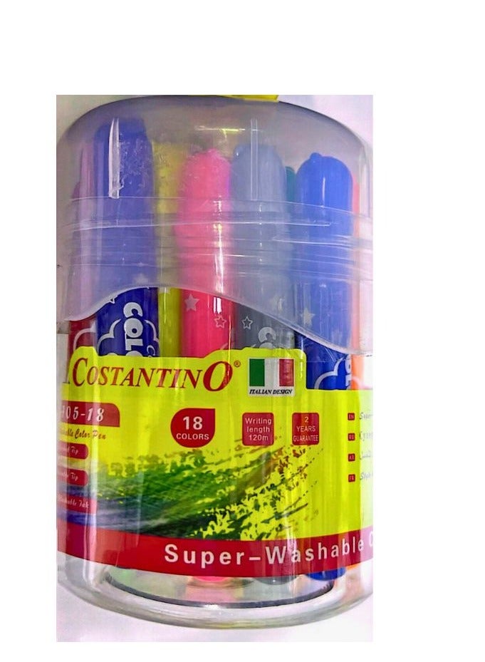 COSTANTINO SUPER WASHABLE COLOR PEN MULTICOLOR PACK OF 18 - Image 2