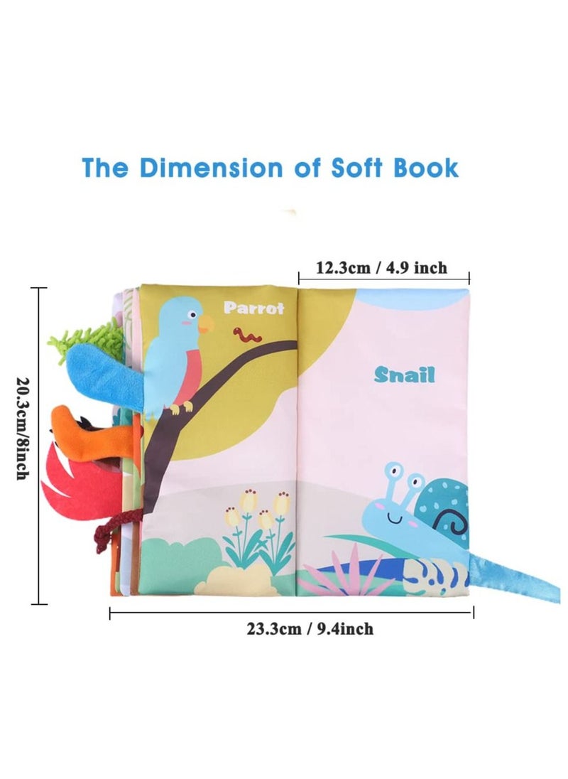 NIBEMINENT - Soft Baby Book for Babies 0-3-6-12 Months, Interactive 3D Cloth Books, Newborn Toys Gifts Car Seat Hanging Crinkle Tail Present - Image 1