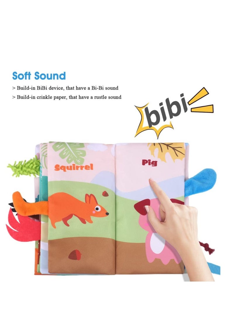 NIBEMINENT - Soft Baby Book for Babies 0-3-6-12 Months, Interactive 3D Cloth Books, Newborn Toys Gifts Car Seat Hanging Crinkle Tail Present - Image 1