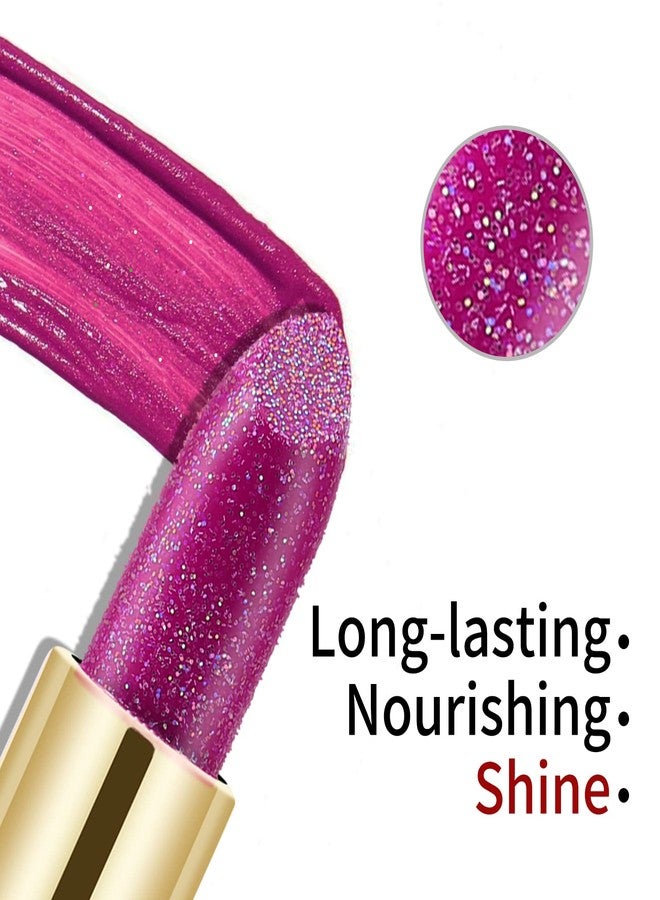 Boobeen Glitter Lipstick Hydrating Lip Balm Sparkling Shine Lip Color Nonstick Highly Pigmented Formula Gives Metallic Finish Lip Makeup for Women and Girls - Image 4