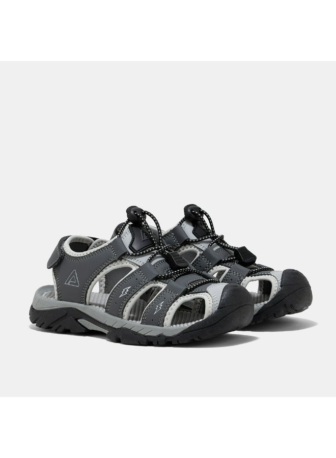 AMICA Boys Sports Sandals, Open Toe, Hook & Loop Closure, Grey/Black - Image 3