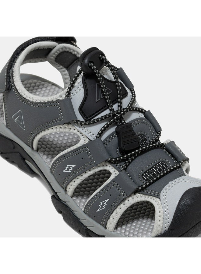 AMICA Boys Sports Sandals, Open Toe, Hook & Loop Closure, Grey/Black - Image 4