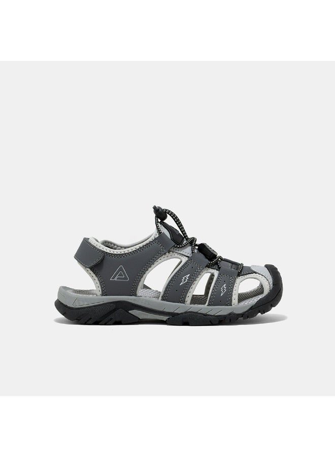 AMICA Boys Sports Sandals, Open Toe, Hook & Loop Closure, Grey/Black - Image 1