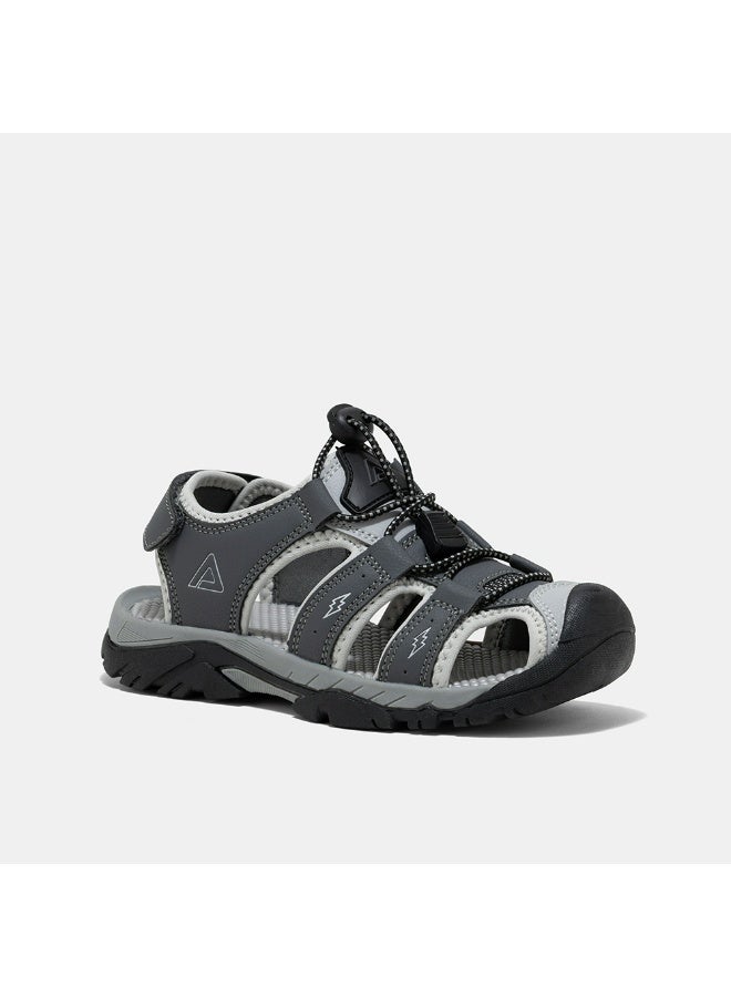 AMICA Boys Sports Sandals, Open Toe, Hook & Loop Closure, Grey/Black - Image 2