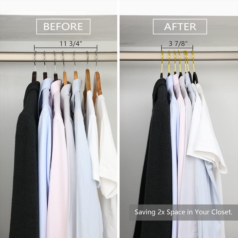 MIZGI Premium Velvet Hangers Pack 30 Pcs Heavyduty - Non Slip Slimline - Velvet Suit Hangers Black - Gold Hooks,Space Saving Clothes Hangers - Image 4