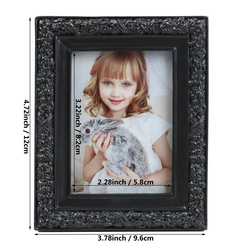 Hymmah 2.5 * 3.5inch Mini Wallet Picture Frame عتيقة إطار الصورة مزخرفة إطار راتنجات مصنوعة يدويًا مع معرض الصور اللوحي والجدار - Image 2