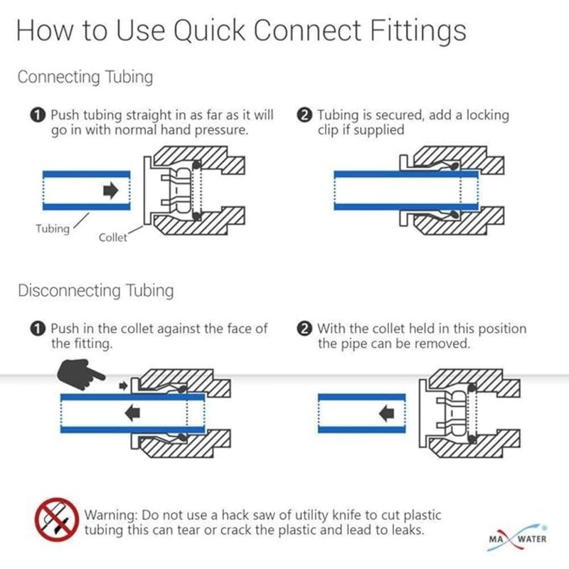Water Purifier Quick Connector, 1/4 Inch Quick Plug to 1/2 Inch Internal Thread Adapter, 2/4 Inch Conversion Water Pipe Fitting for Reverse Osmosis System - Image 4