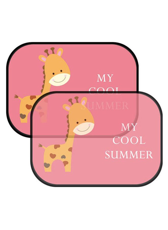 Y&D 2-Piece Window Car Sun Shade Set Giraffe Pattern(Pink)  - Image 1