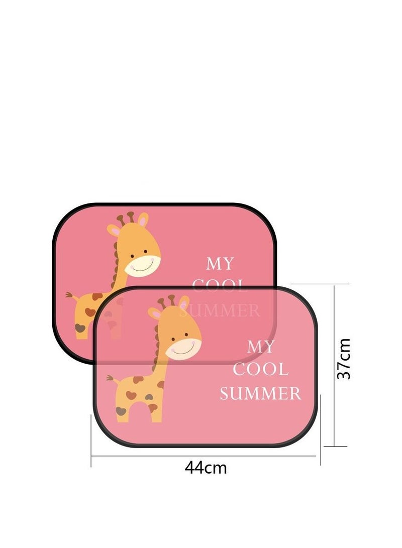Y&D 2-Piece Window Car Sun Shade Set Giraffe Pattern(Pink)  - Image 2
