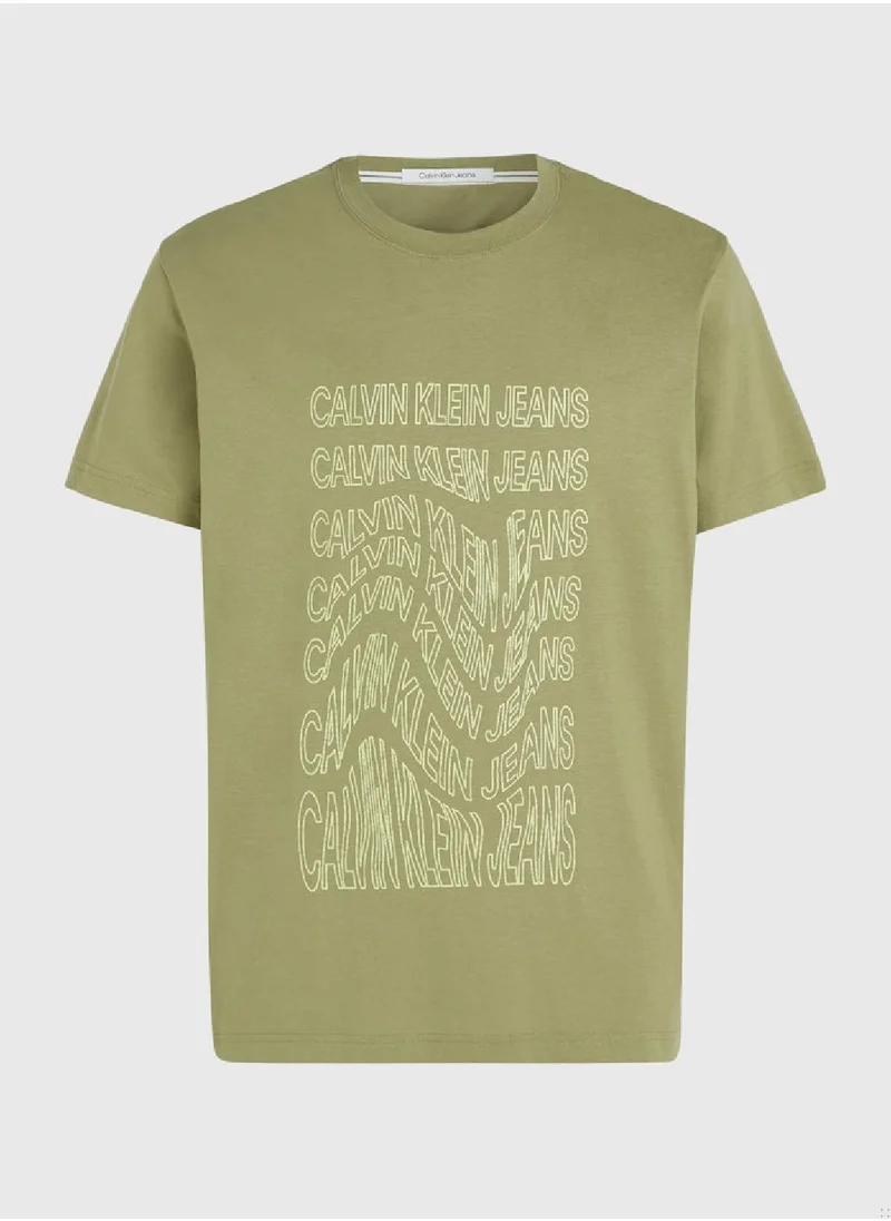 Calvin Klein Jeans Men's Logo T-Shirt - Cotton, Green