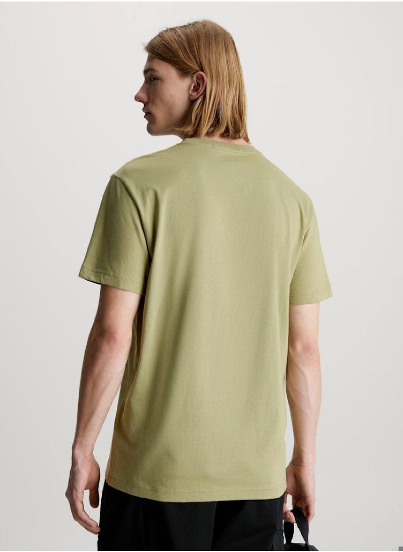 Calvin Klein Jeans Men's Logo T-Shirt - Cotton, Green  - Image 3