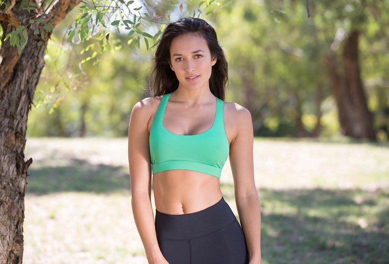 icyzone Padded Strappy Sports Bra Yoga Tops Activewear Workout Clothes for Women (M, Florida Keys) - Image 2