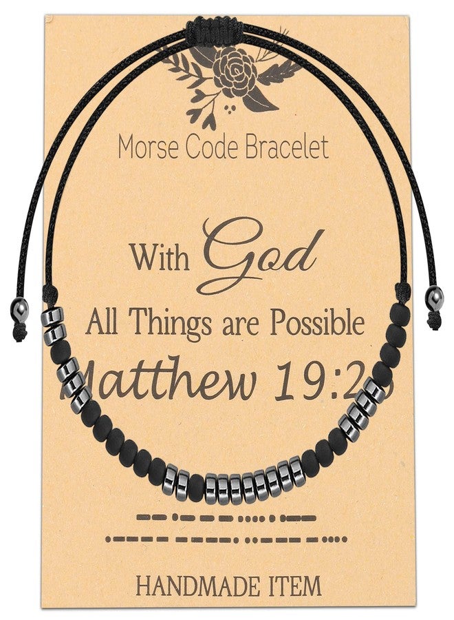 FEELMEM Matthew 19:26 Morse Code Bracelet Faith Jewelry Christian Gift Matthew 19:26 Bible Verses Gift - Image 1