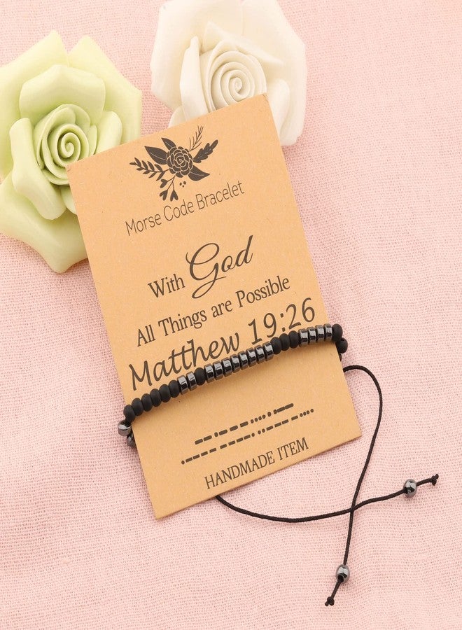 FEELMEM Matthew 19:26 Morse Code Bracelet Faith Jewelry Christian Gift Matthew 19:26 Bible Verses Gift - Image 4