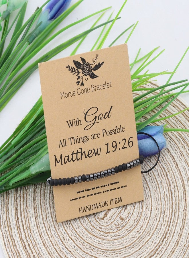 FEELMEM Matthew 19:26 Morse Code Bracelet Faith Jewelry Christian Gift Matthew 19:26 Bible Verses Gift - Image 3