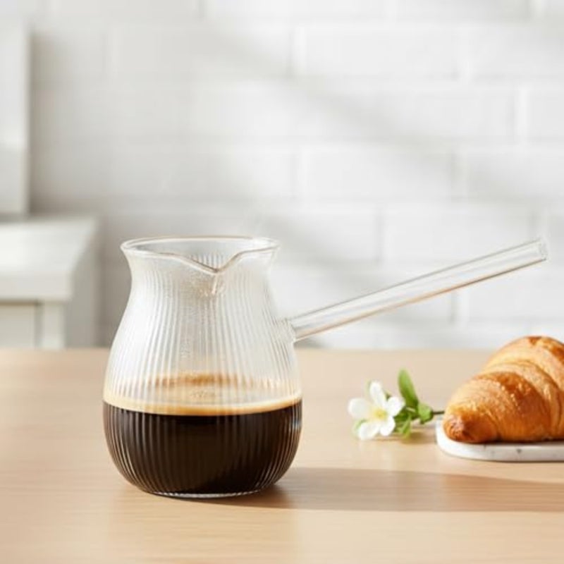 Glass Turkish Coffee Pot, High-Heat Resistant Glass Teapot, Milk Warmer, Sauce Maker, Ibrik Cezve Briki, Perfect Pouring Spout Stovetop/Turkish Coffee/Tea/Milk Warmer/Pot 650mL - Image 1