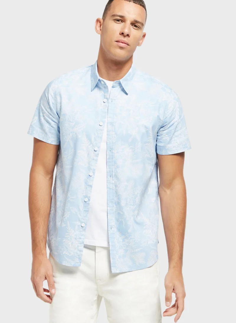 Lee Cooper Floral Print Oxford Shirt