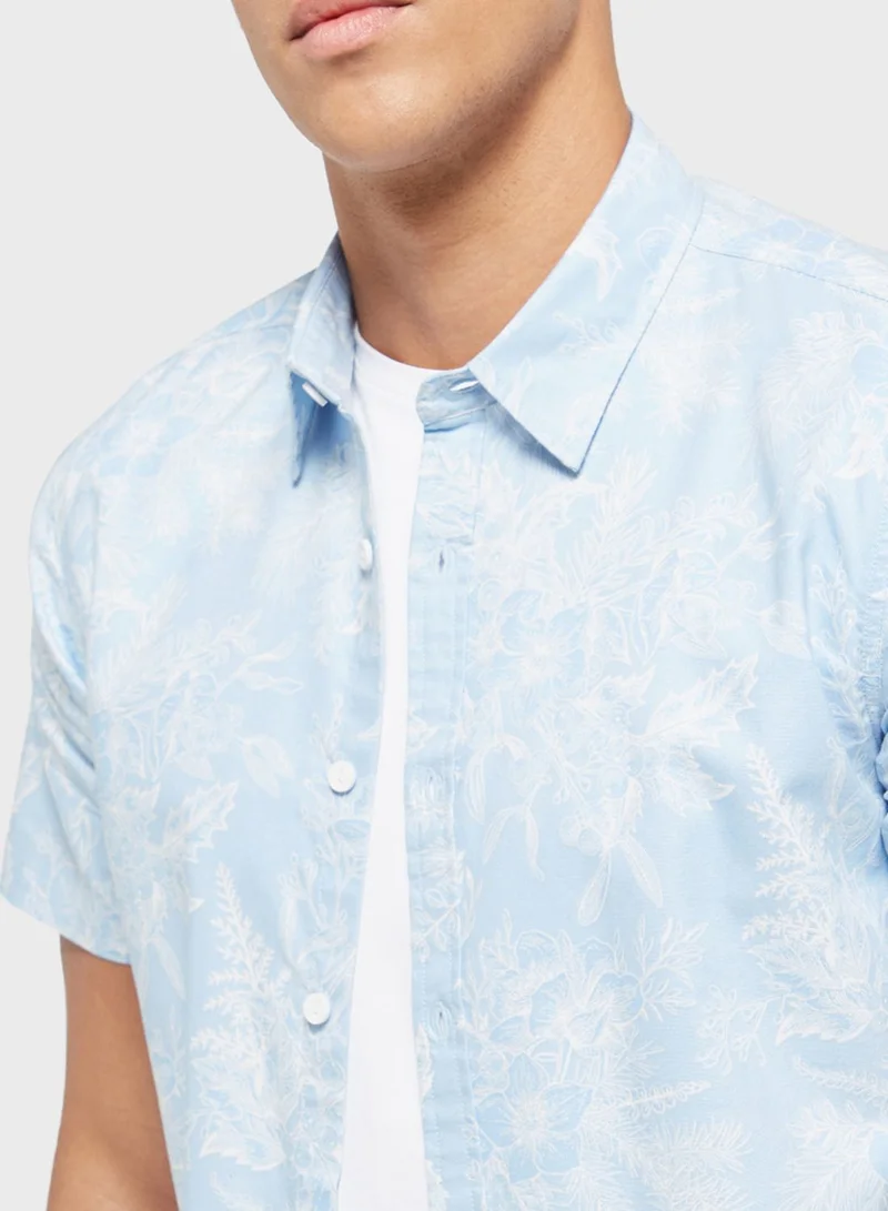 Lee Cooper Floral Print Oxford Shirt